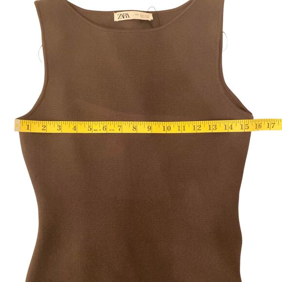 Zara Brown & Black Color-Block Belted Sleeveless Mini Dress Size Small NWT - Picture 6 of 11